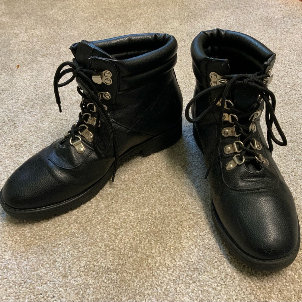 Black Nautica Lace Up Fall Ankle Combat Boots